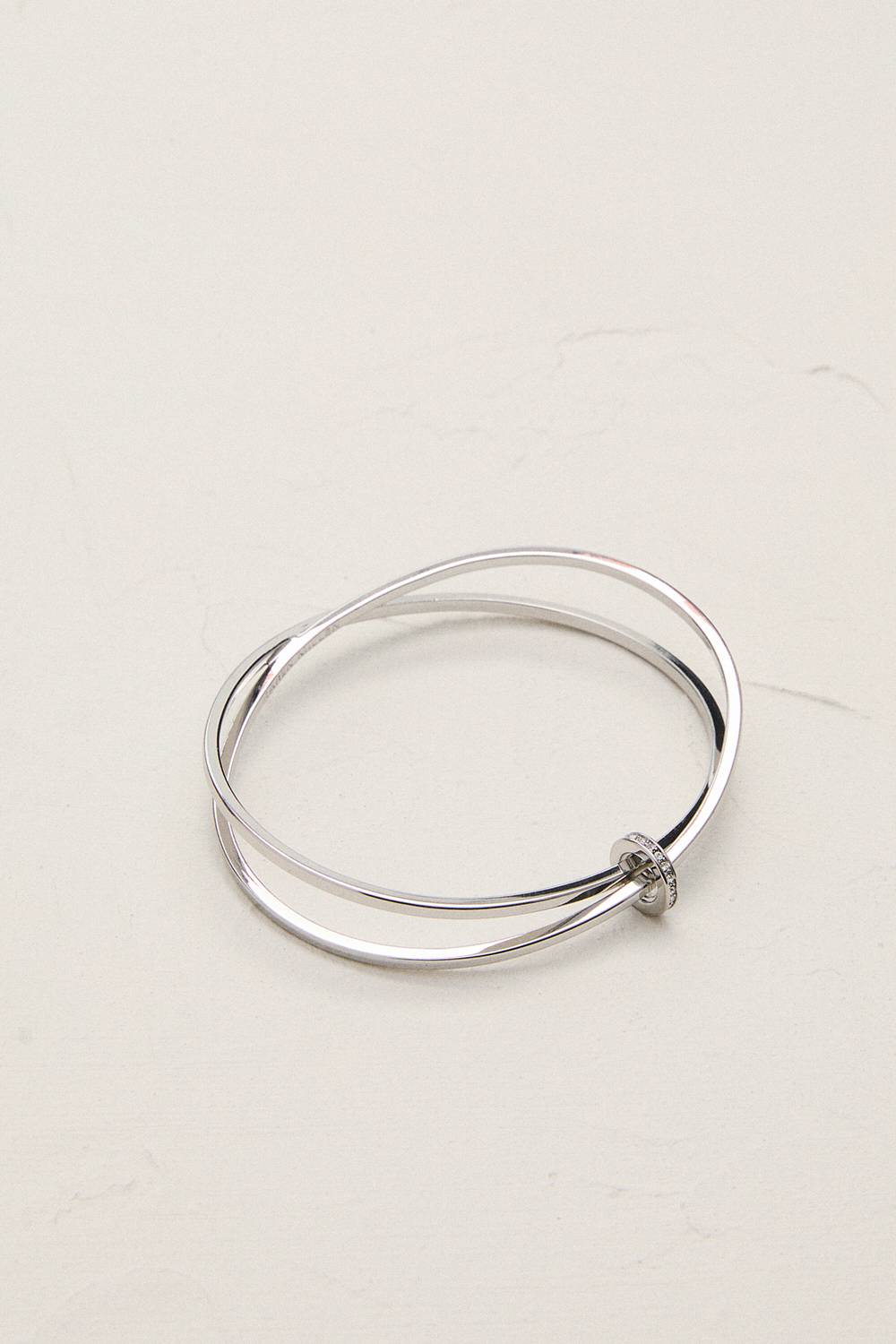 KarenMillen Silver Tone Oval Pavé Chain Bangle