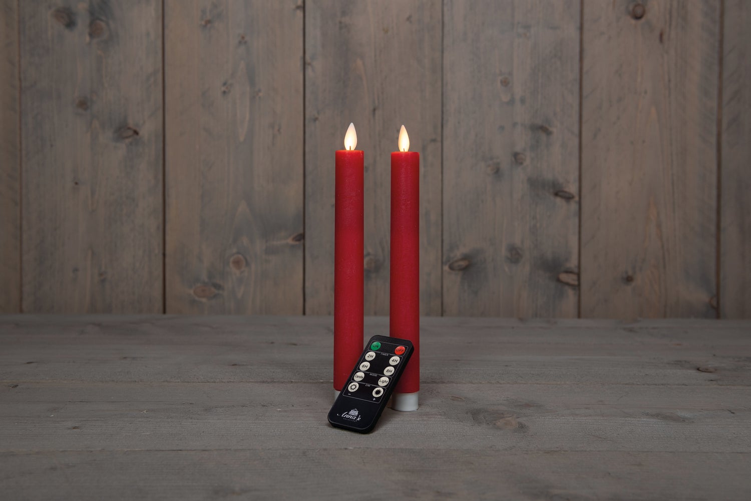 Anna's Collection LED dinerkaars rood D 2,5 H 23 cm 2 stuks