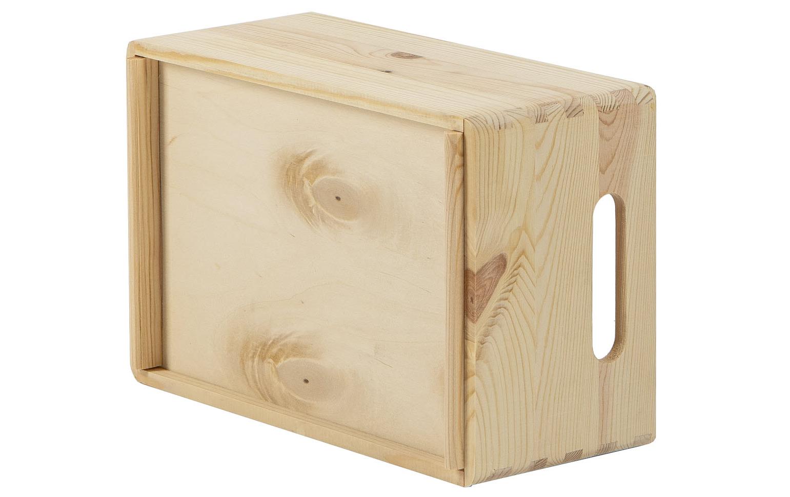 Aufbewahrungskiste Kiefer 20 x 14 x 30 cm, BraunHolzbox mit Griff zum Stapeln