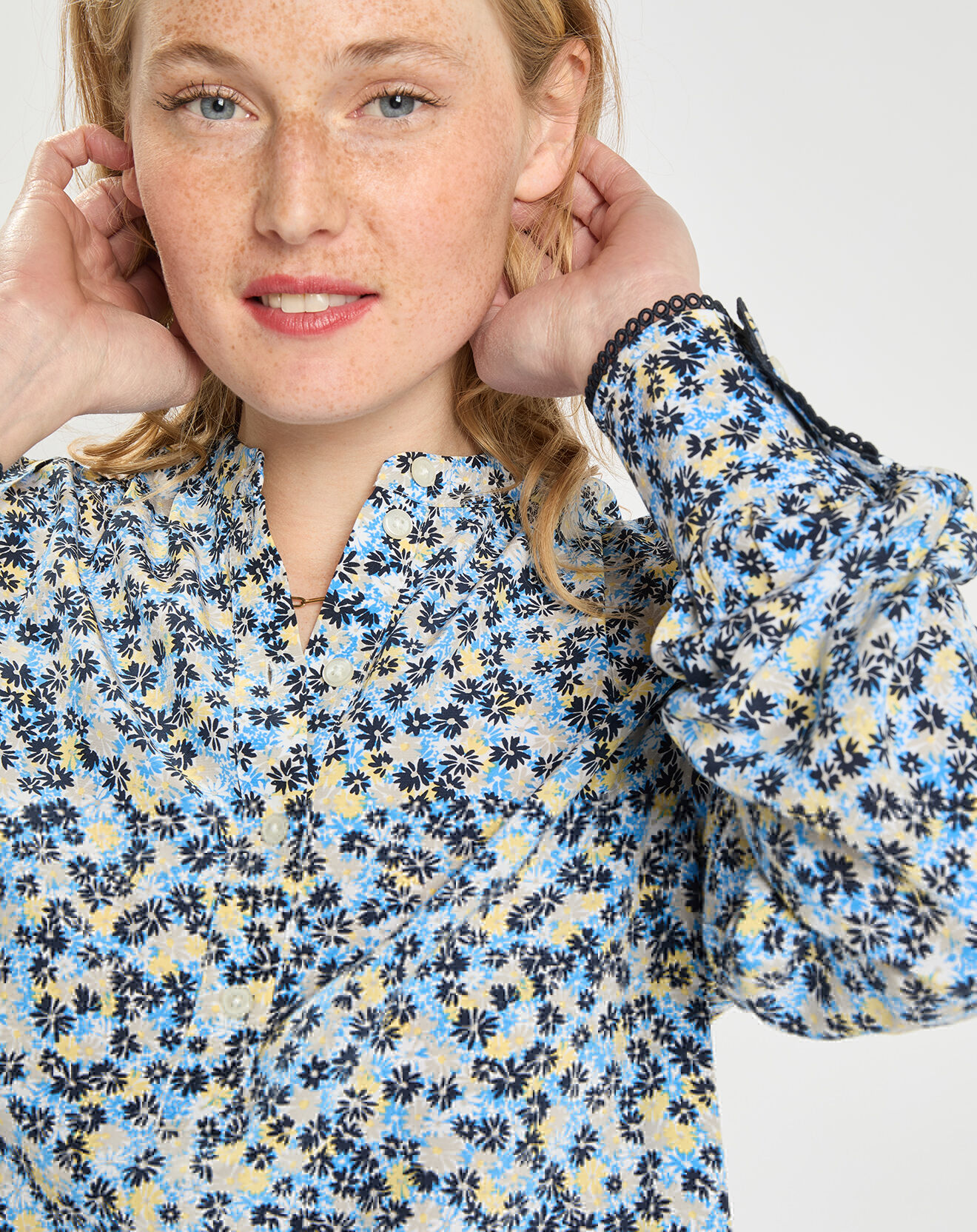 Tommy Hilfiger Blouse imprimée à fleurs bleu/jaune