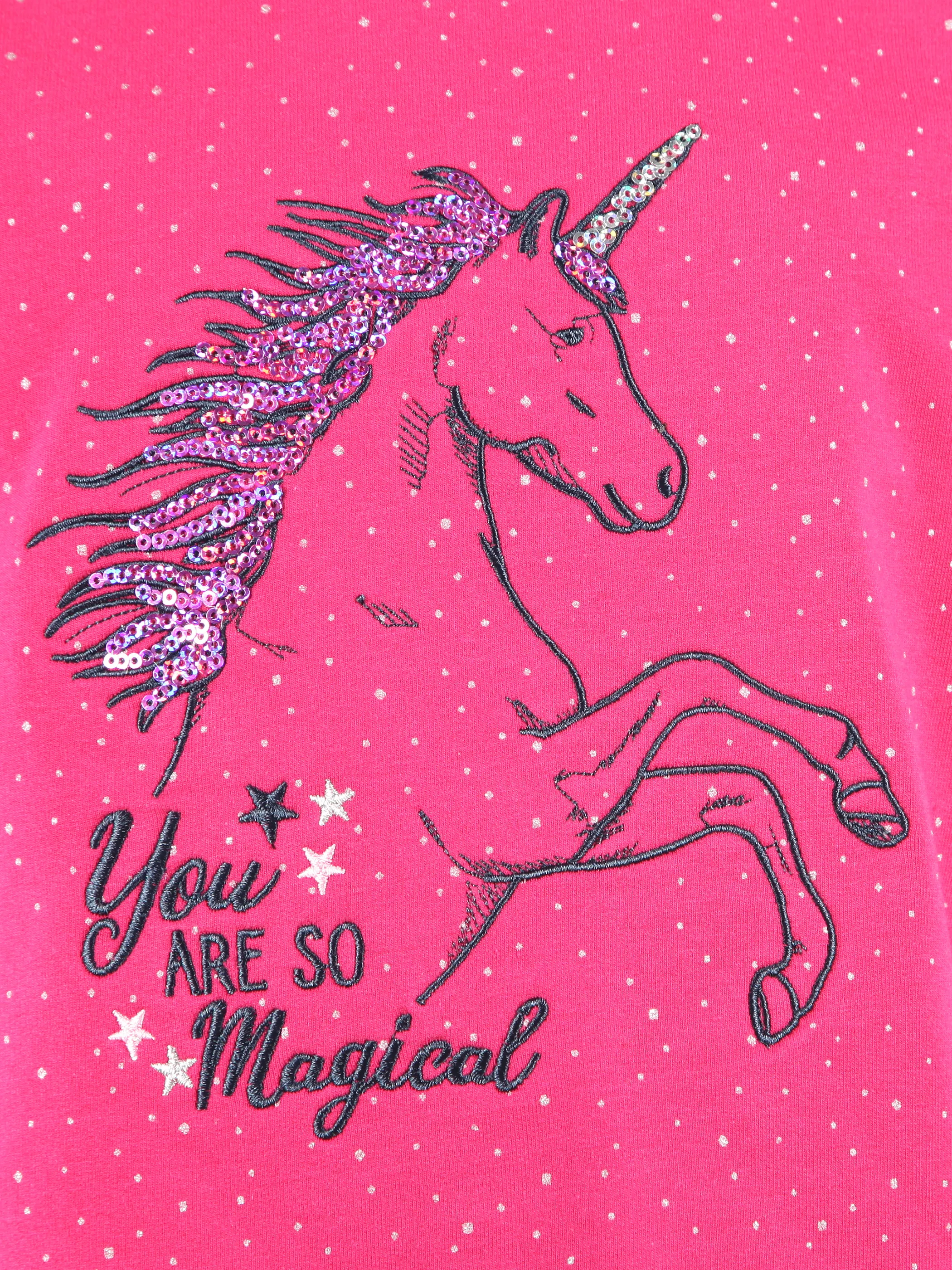 Mädchen Sweatshirt mit Paillettenmotiv und Stickerei