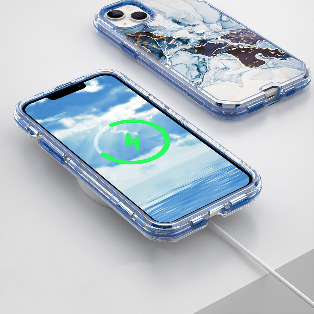 iPhone SE (2022/2020) / 8 / 7 Hybrid Hülle TPU Bumper mit Acryl Rückseite im Marble Marmor Design - Style 3