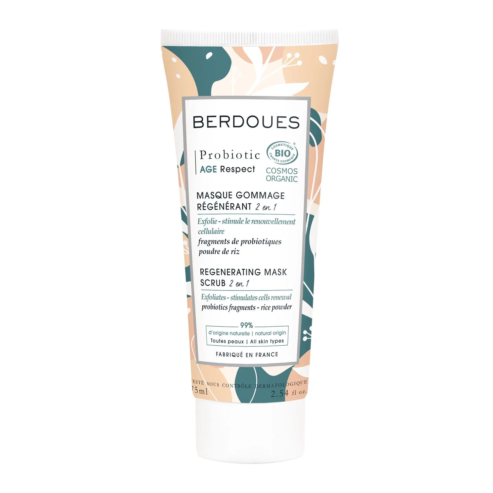 Berdoues - Soin visage Probiotic Age Respect Gommage Masque Régénérant 75ml - Gommage et peeling