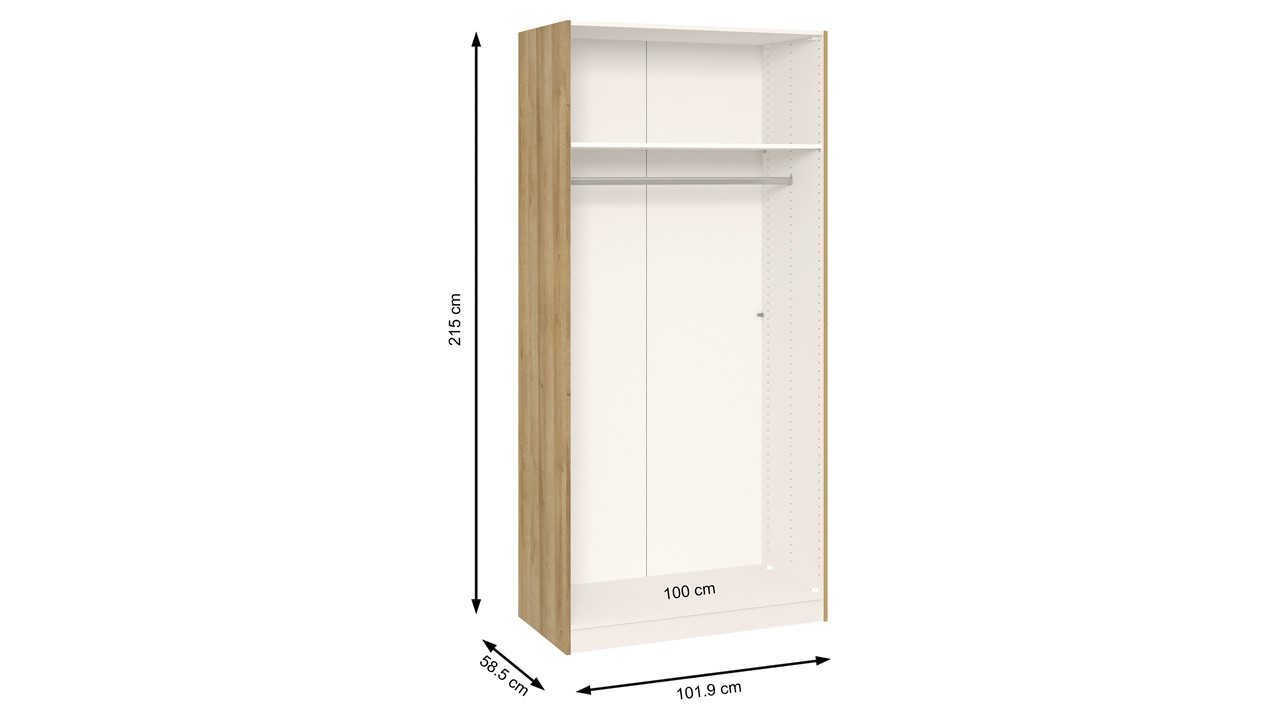 Draaideurkast Compact met spiegeldeuren eiken