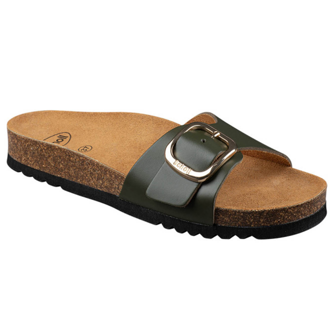 Scholl Mules en Cuir Kathleen kaki