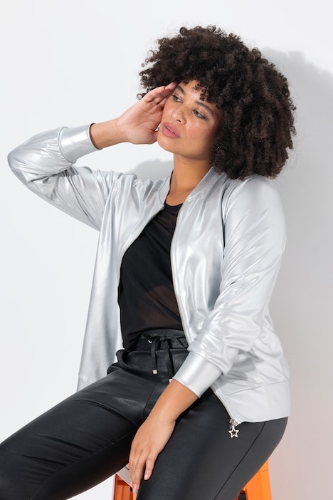 Blouson, Silber-Metallic, Zipper