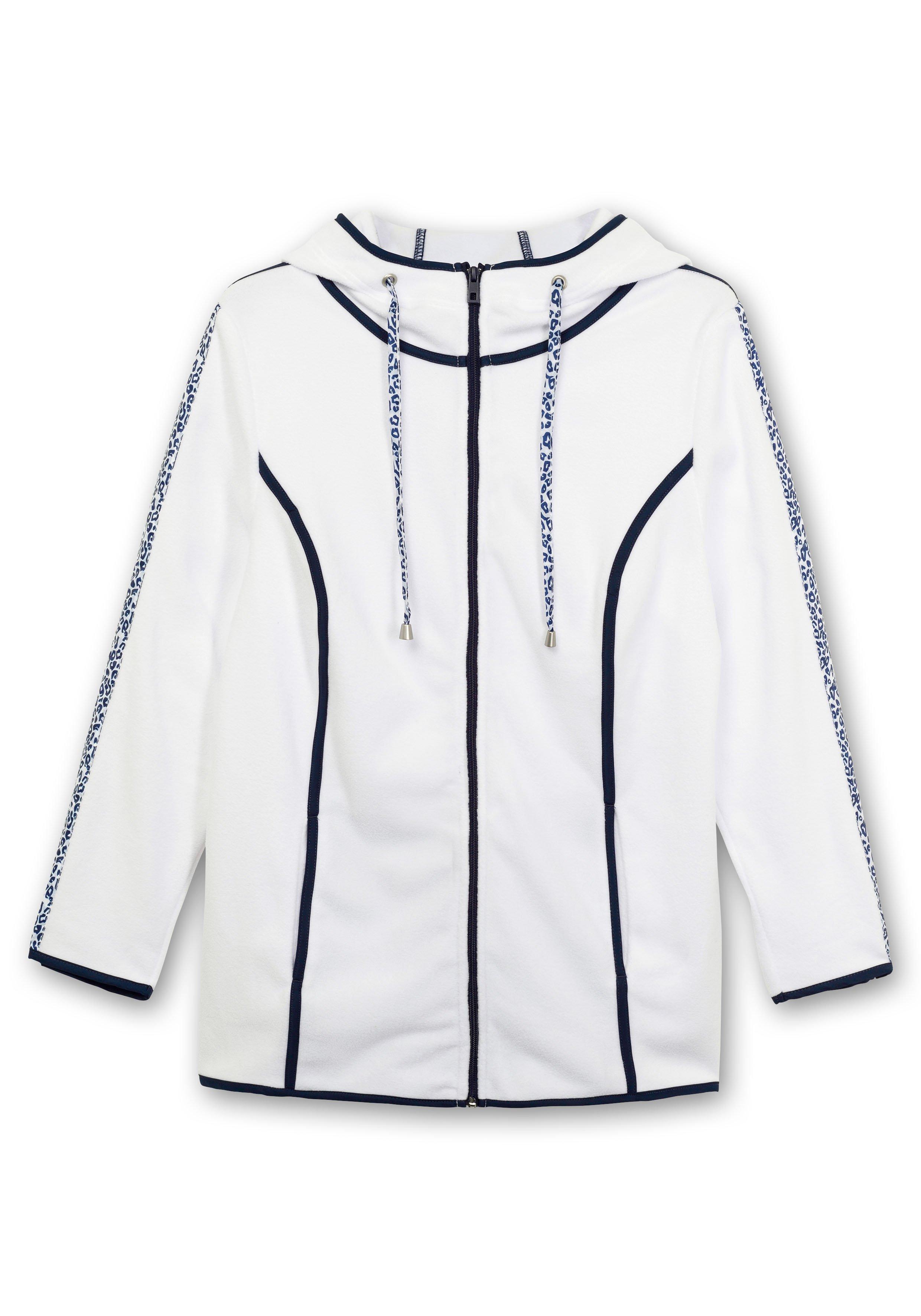 Fleecejacke mit Kapuze und Zierbändern