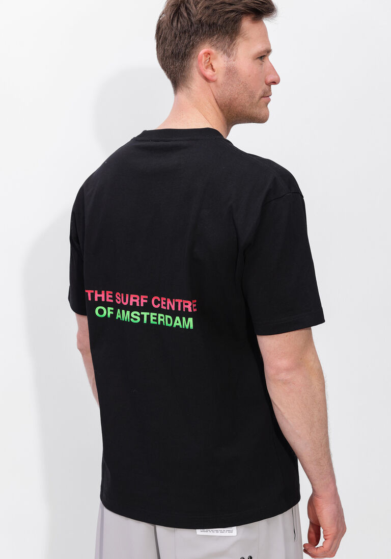 zwarte new amsterdam surf association t-shirt surf centre tee black