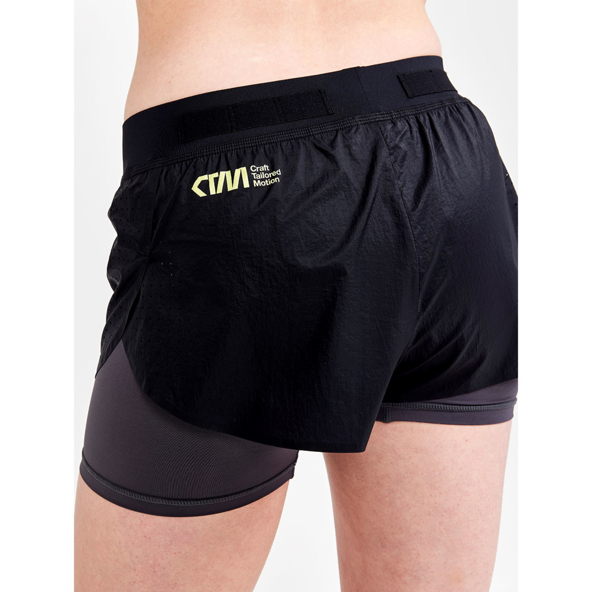 Craft CTM Distance 2in1 Hardloopbroek Kort Zwart/Grijs Dames