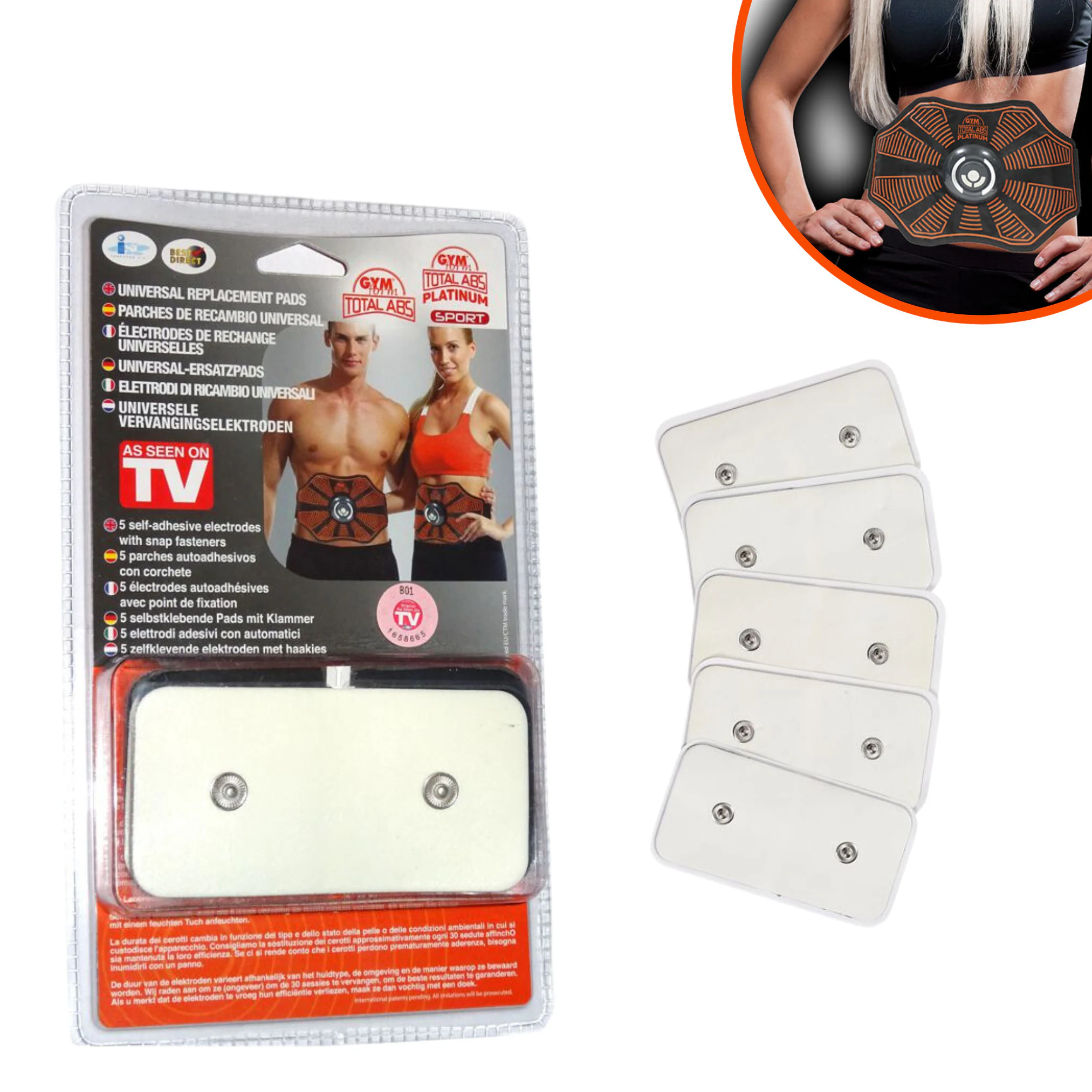 Gymform® Ersatzpads - Pads für EMS Bauchmuskeltrainer, Gürtel Total Abs Platinum