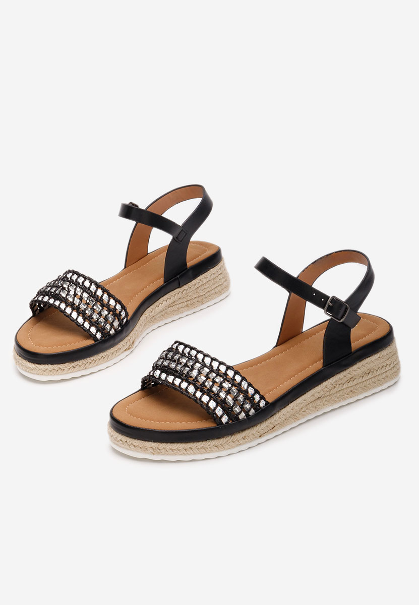 Sandales type espadrilles noires Ergela