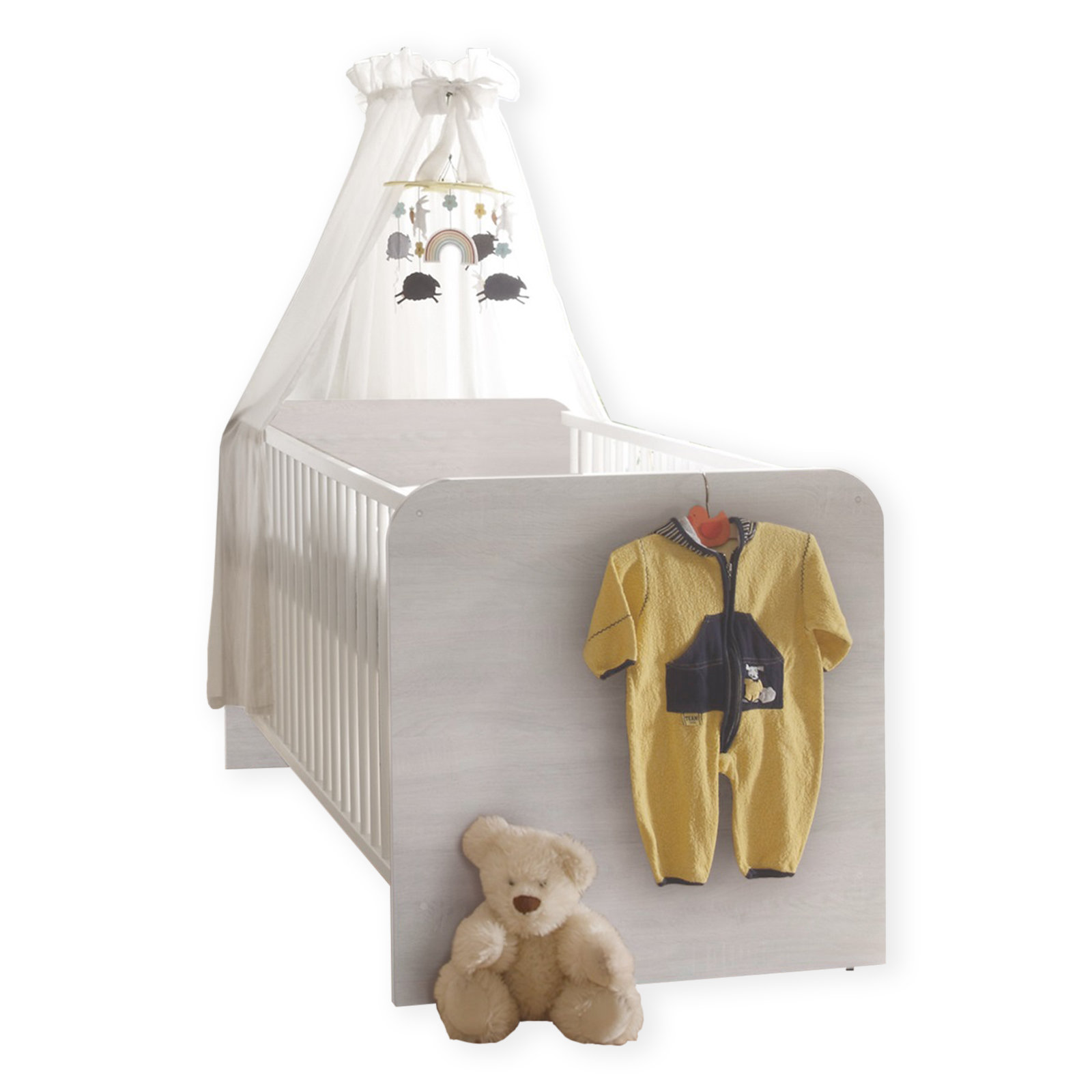 Babybett - Pinie weiß - Trüffel - 70x140 cm