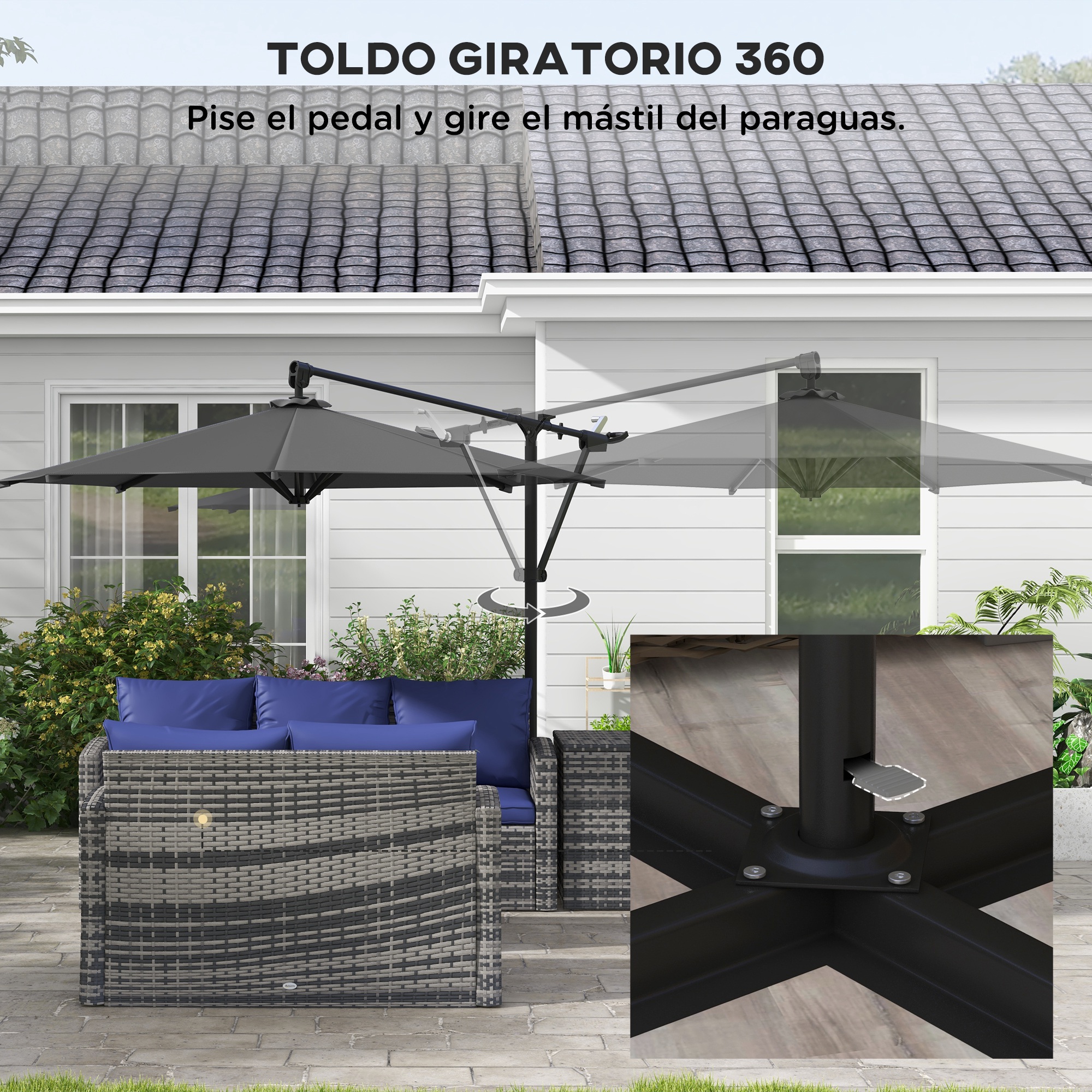 Guarda-sol de jardim Outsunny cinza escuro