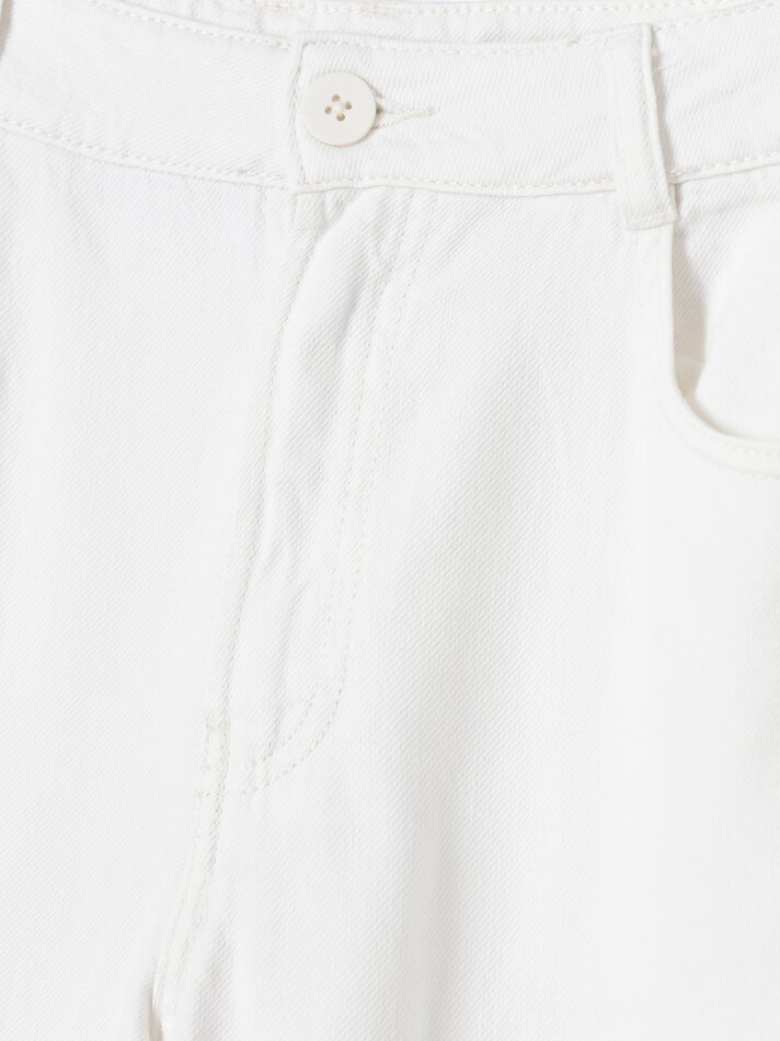 Calça jeans de perna larga - Bege
