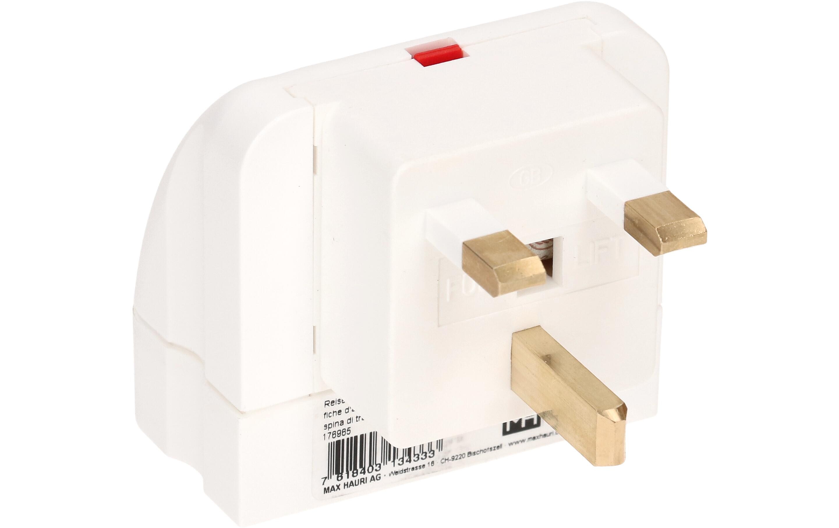 Reiseadapter Grossbritannien / Typ 13, 3-polig, WeissSteckdosenadapter