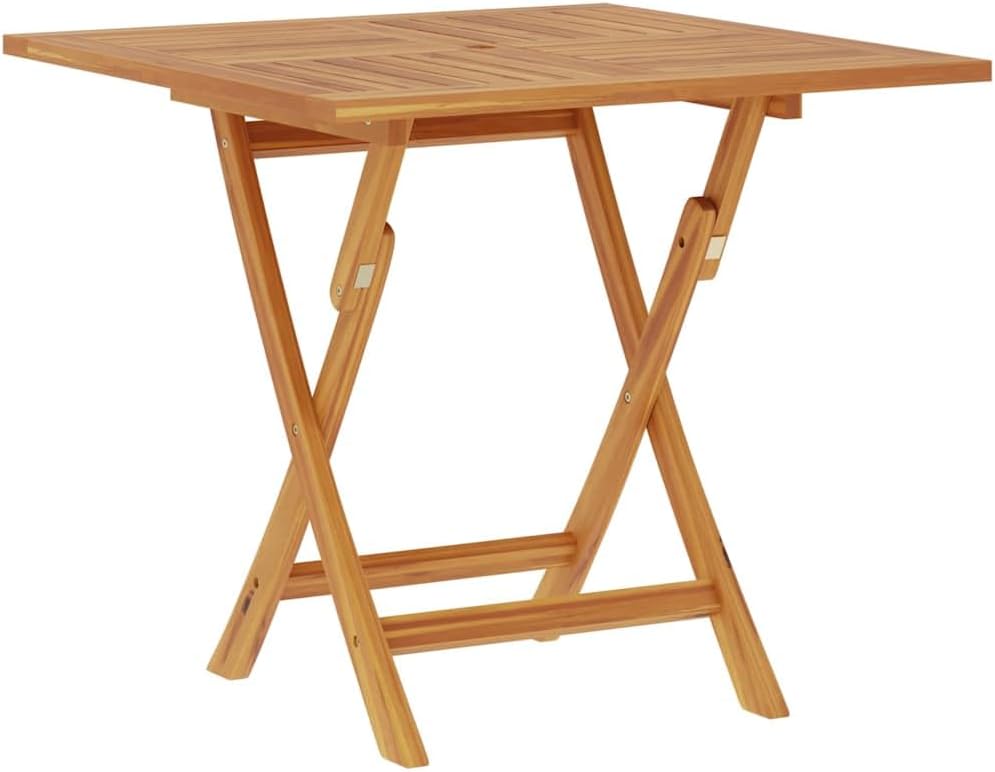 vidaXL Teak Massiv Gartentisch mit Schirmloch Klappbar Balkontisch Holztisch Esstisch Klapptisch Terrassentisch Gartenmöbel Tisch 85x85x76cm