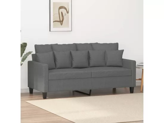 Canapé à 2 places Gris foncé 140 cm Tissu