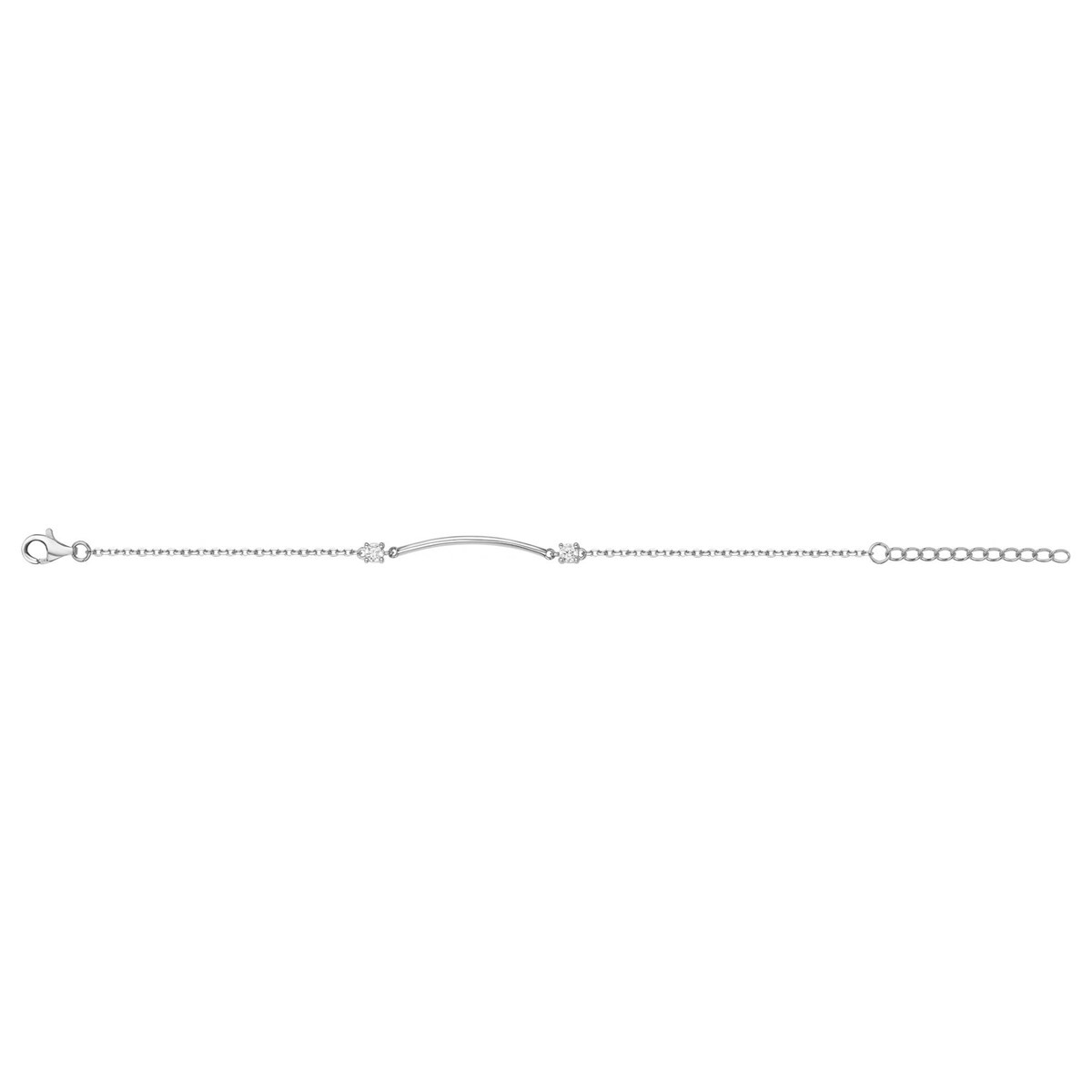 Bracelet souple mono-motif en Argent avec oxyde de zirconium blanc