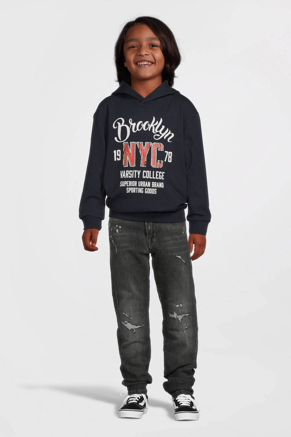 NAME IT hoodie NKMVUGO met printopdruk donkerblauw