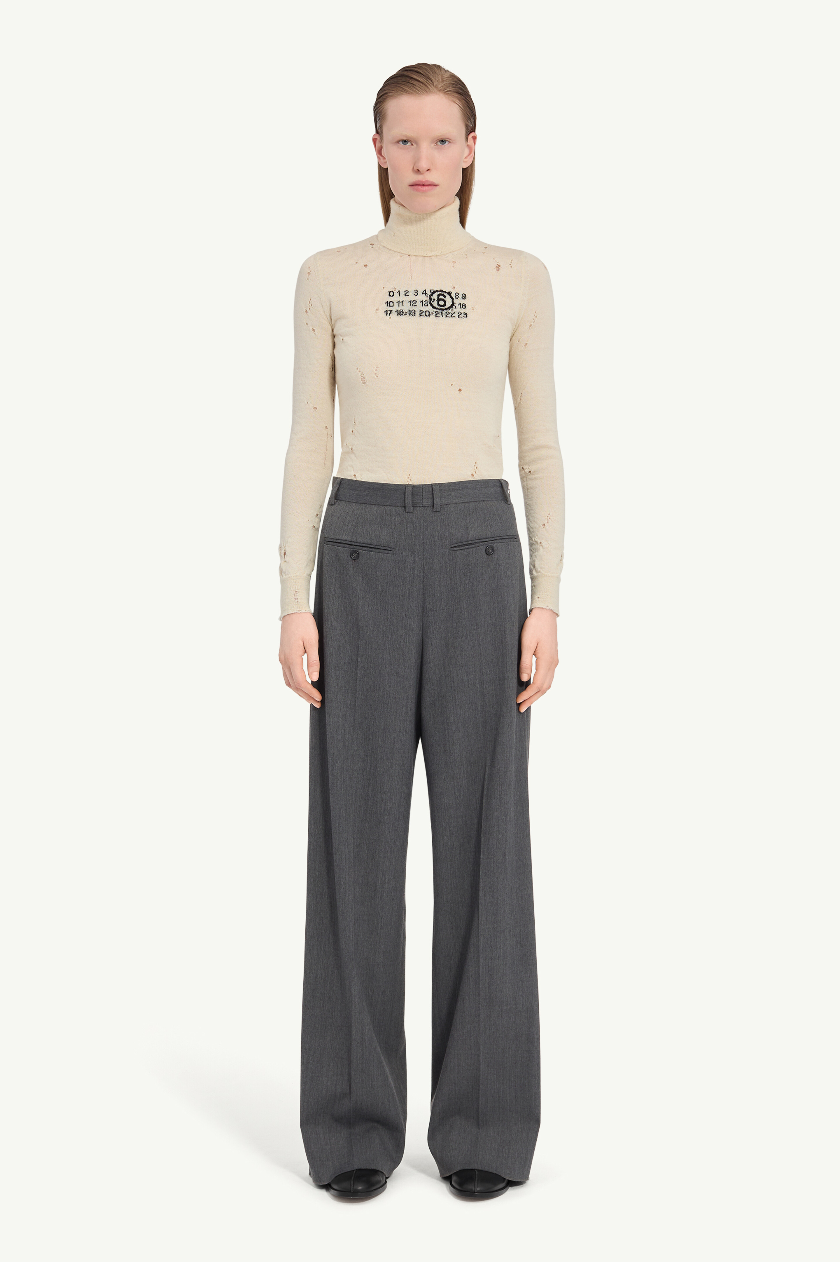 Pantalon en laine ample pour femme | MM6 Gris foncé