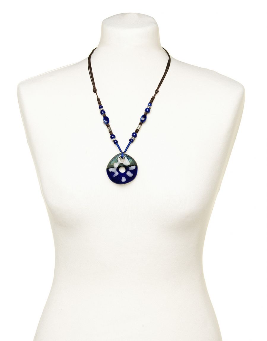 Collier céramique bleu