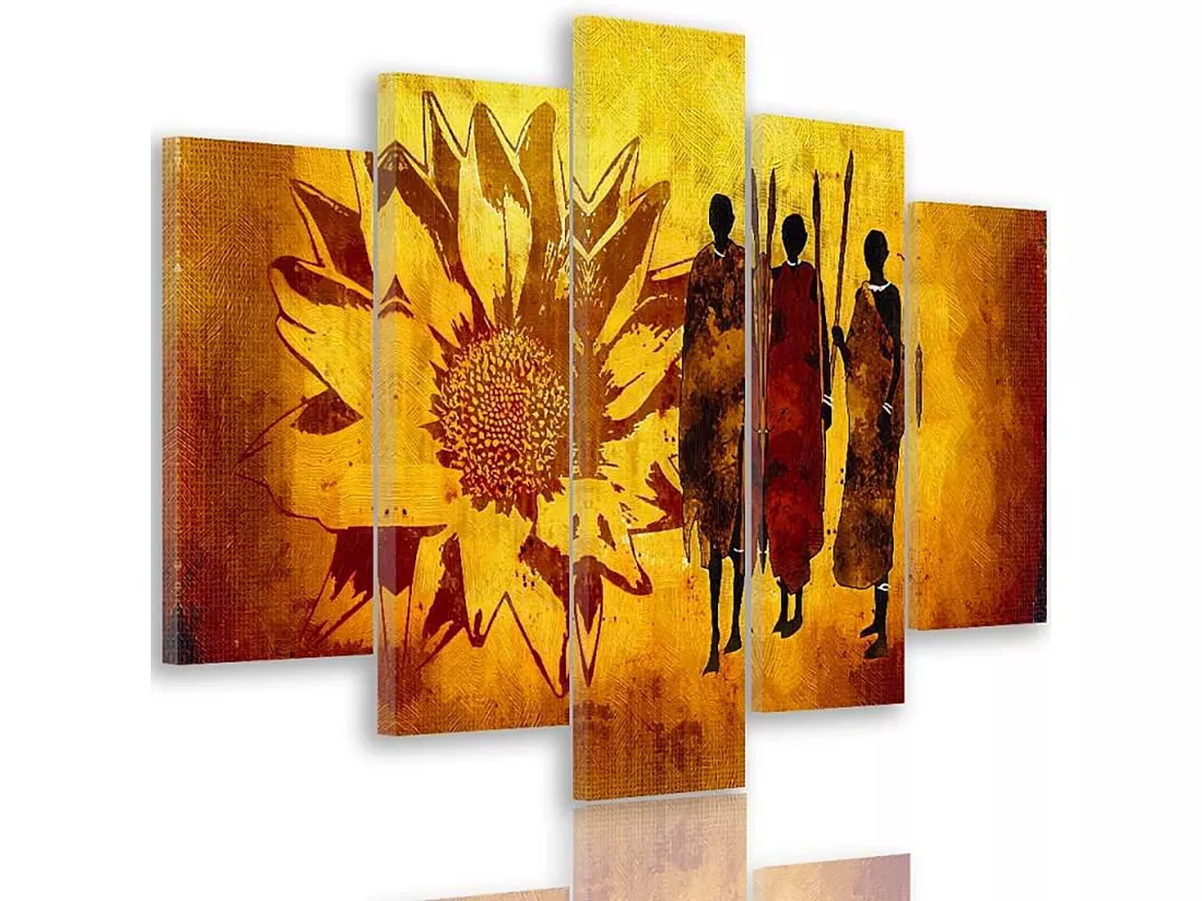 Tableau guerriers africains - 300 x 140 cm