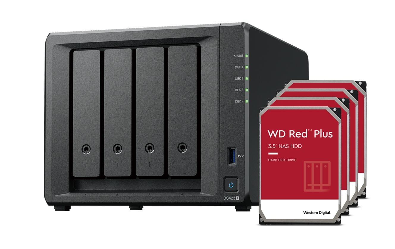 NAS DiskStation DS423+ 4-bay WD Red Plus 16 TB<br>Kompakte Speicherlösung mit vier Einschüben für 100% Datenkontrolle