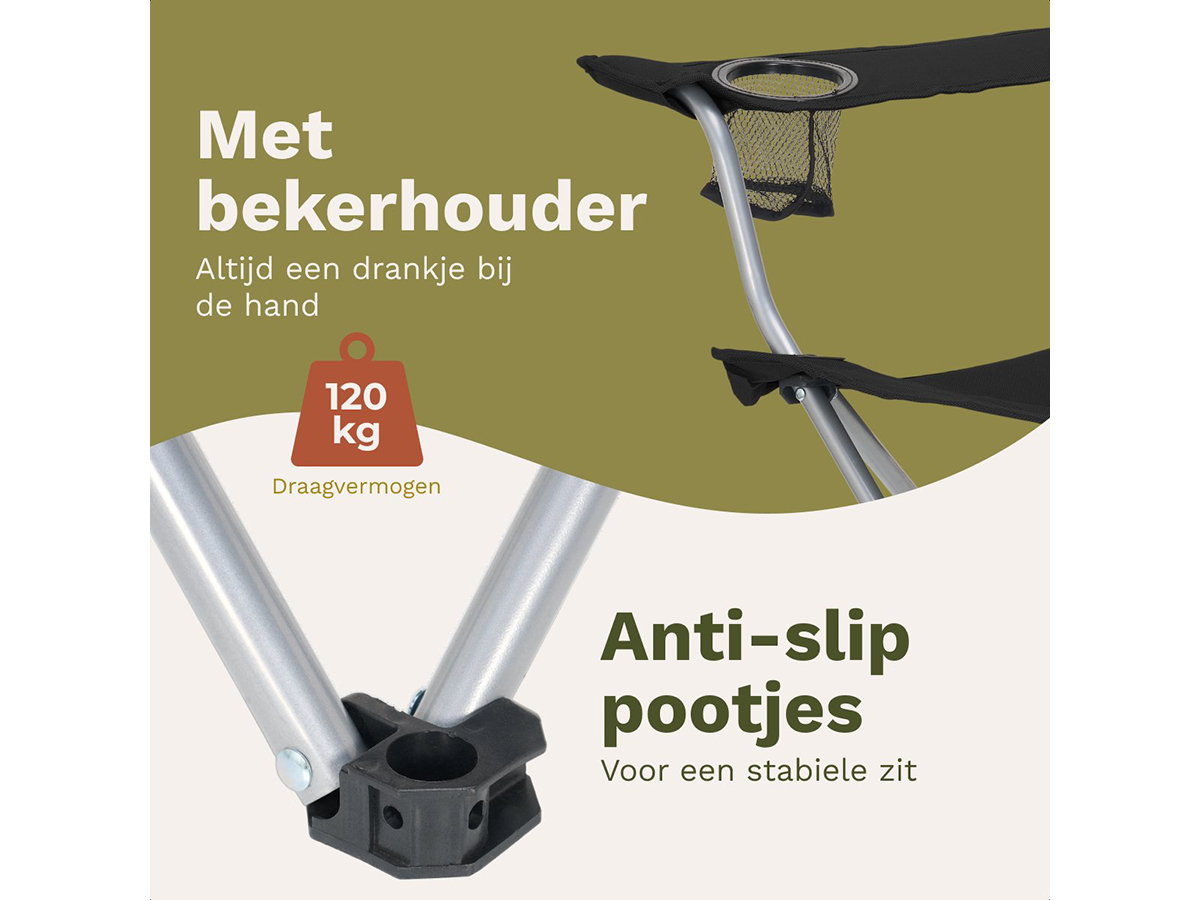 TRVLMORE Basic Black vouwstoel - Set van 2