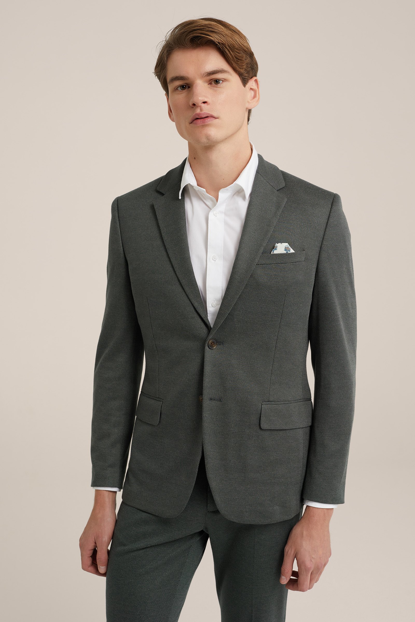 slim fit blazer met dessin WE Fashion Grijsgroen