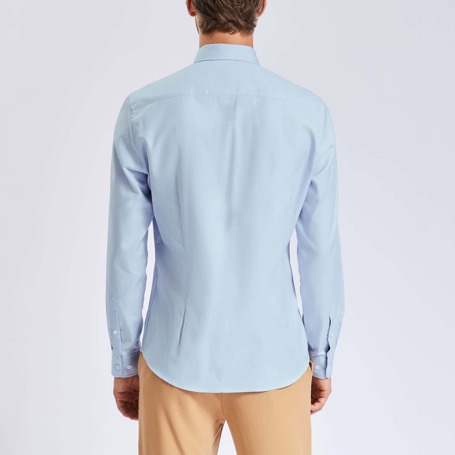 Chemise extra-slim repassage facile unie coton Bleu clair