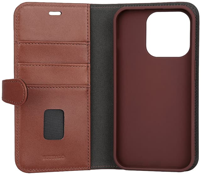 Buffalo iPhone 15 Pro 2in1 Leather MagSeries pungetui (brun)