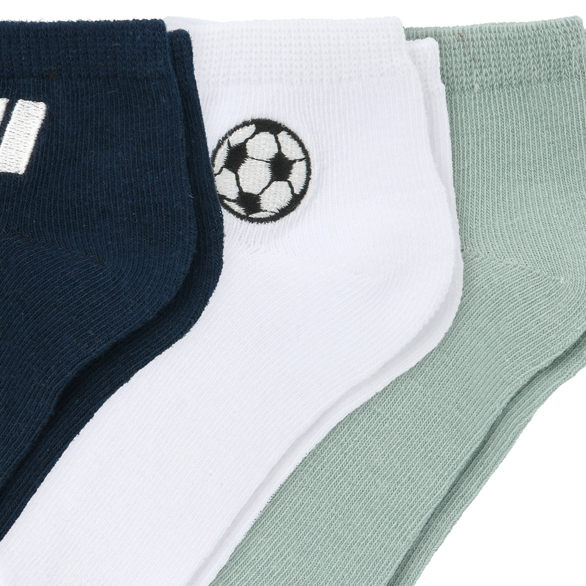 Topolino 3 Paar Jungen Sneaker-Socken knöchelhoch weiss / salbei / dunkelblau