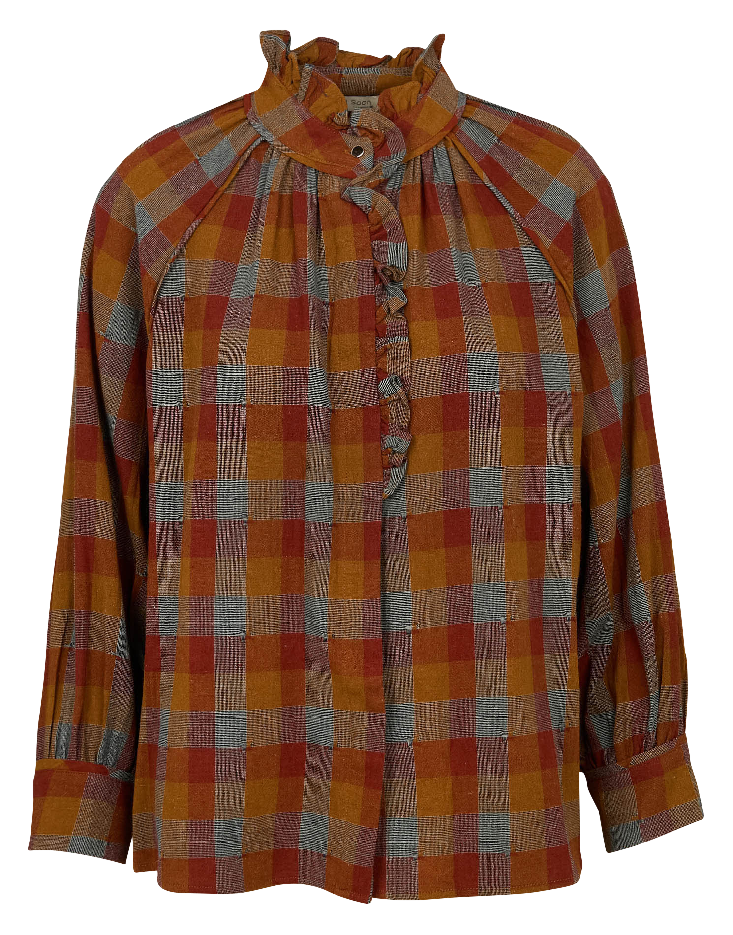 Chemise ample col montant en coton| Multicolore