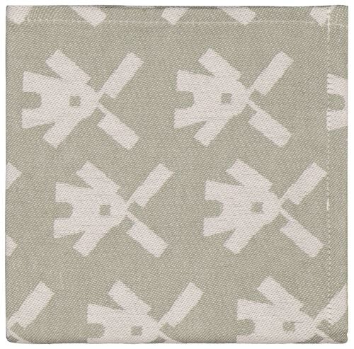 torchon 65x65 coton gris-vert moulins