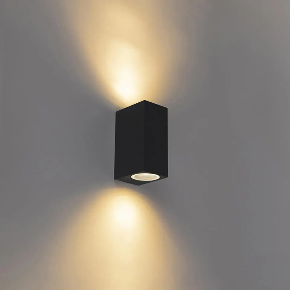Qazqa wandlampen buiten baleno zwart gu10