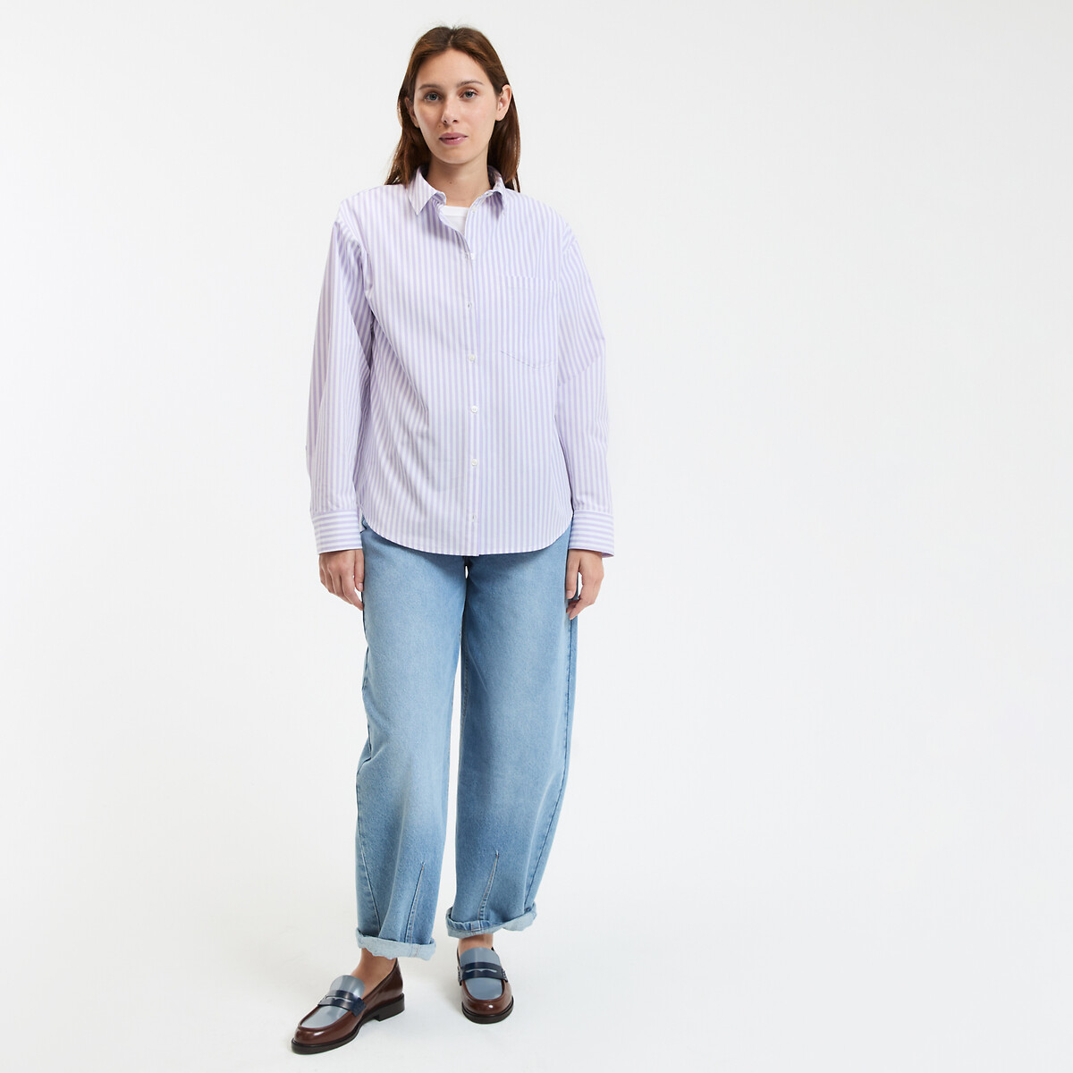 LA REDOUTE COLLECTIONS<br>Camisa listrada de algodão, Assinatura MARLÈNE