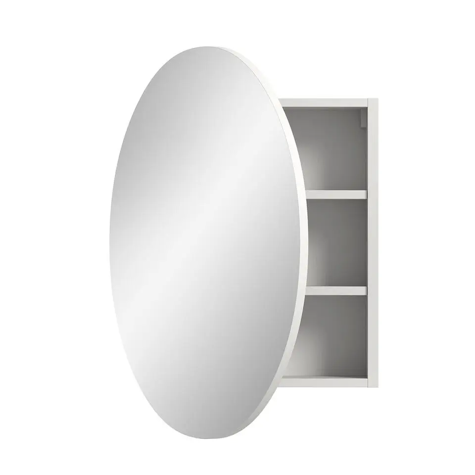 Hioshop Riff spiegelkast Ø70 cm 1 deur wit