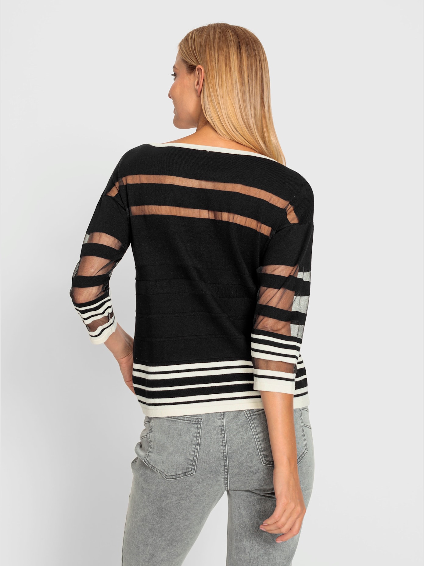 Pull rayures partiellement transparentes tendance