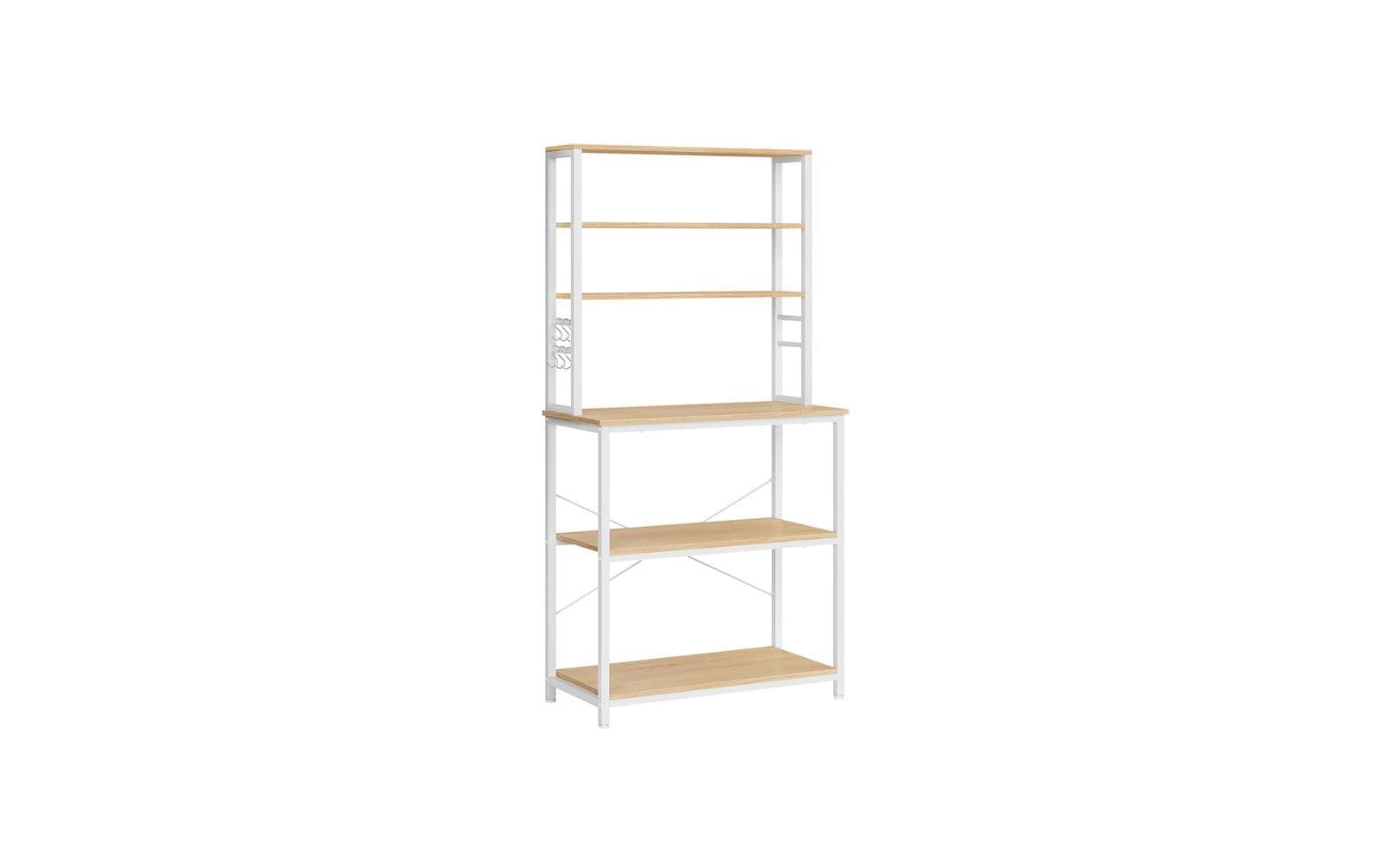 Küchenregal 6 Haken 80 cm x 167 cm, Braun/WeissRegal mit 3 Ablagen