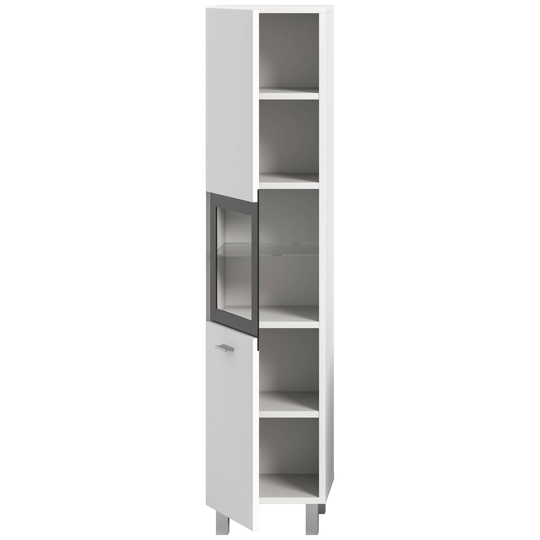 Badschrank BOSTON - weiß-schwarz - 30 cm