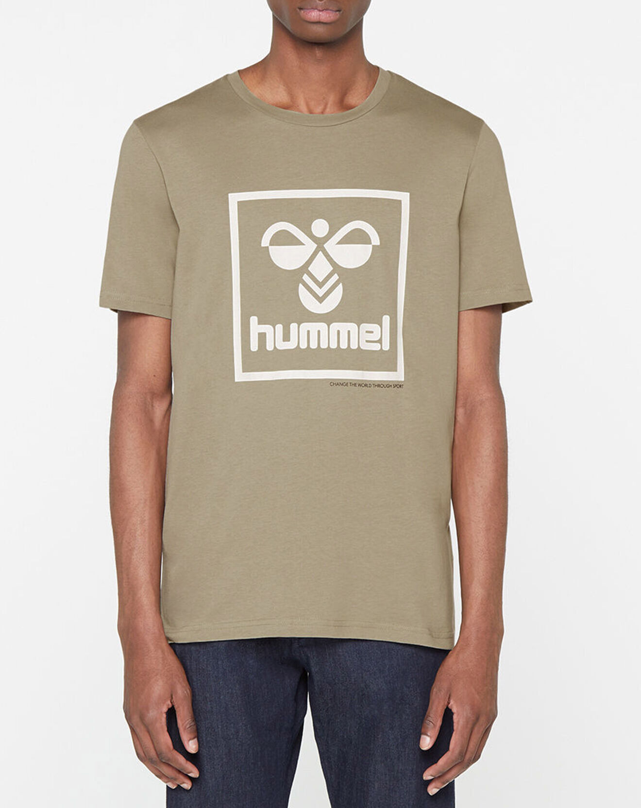 Hummel T-Shirt en Coton organique à gros logo kaki clair