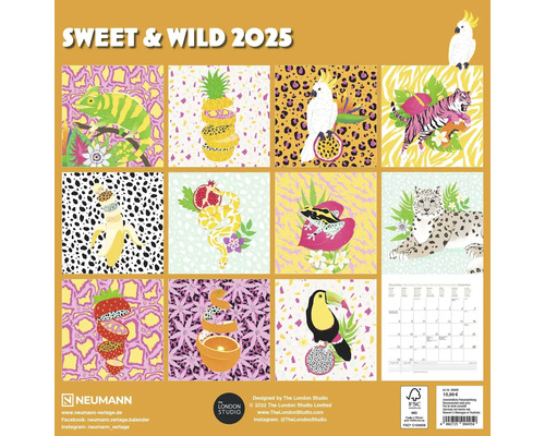 Wandkalender Sweet & Wild 2025 30x30 cm