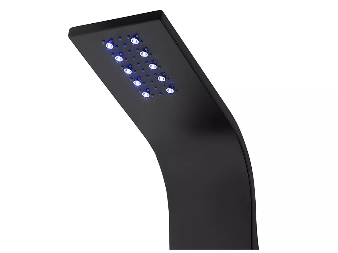 Colonne de douche hydromassante thermostatique à leds et bluetooth - L20 x H165 cm - Noir - CHAKRA V