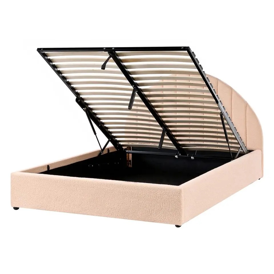 CHADENET - Bed met opbergruimte - Perzikroze - 140 x 200 cm - Bouclé
