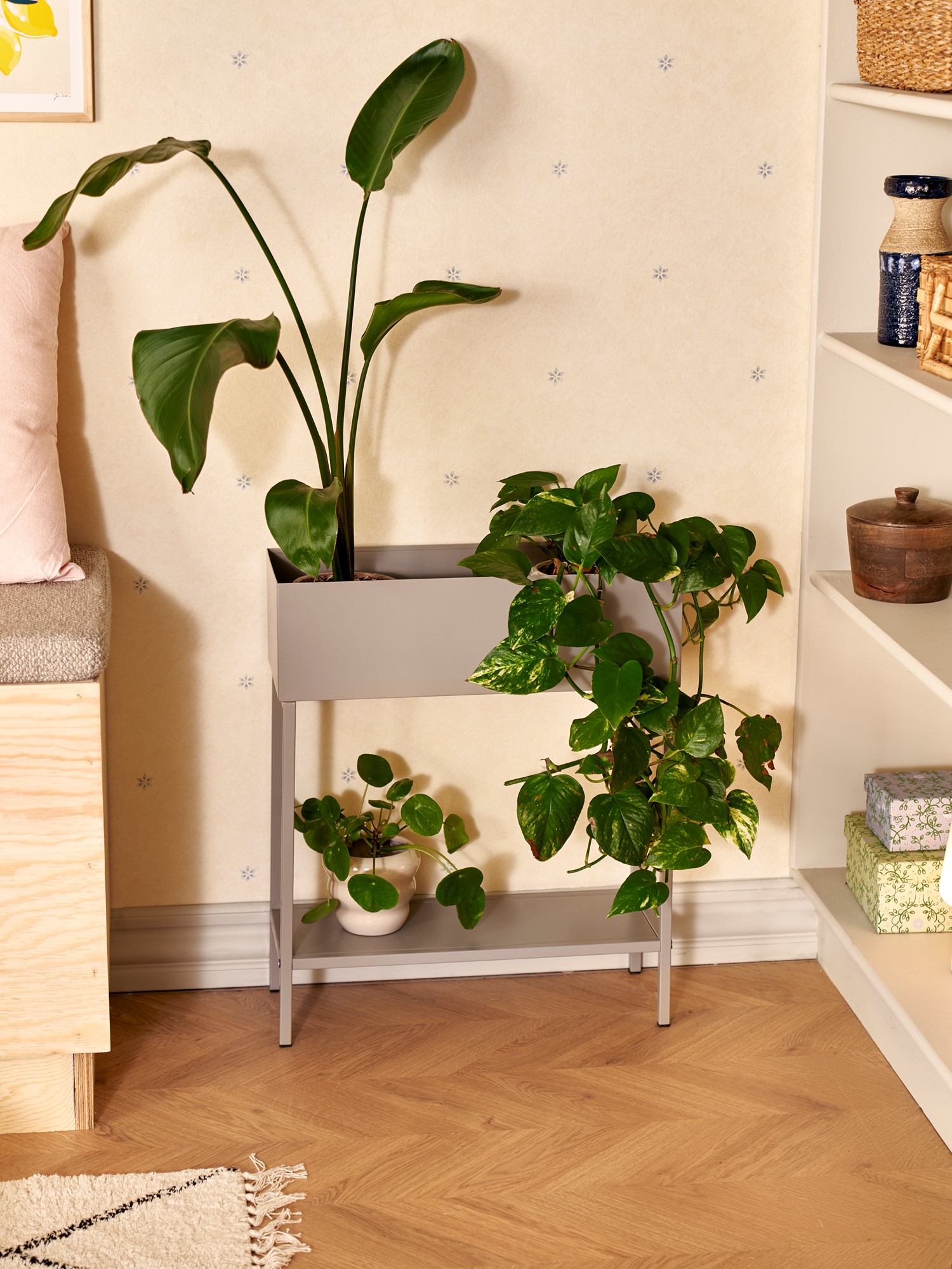 Planteopsats | Jern. 50 x 20 x 60 cm. | Warm Grey
