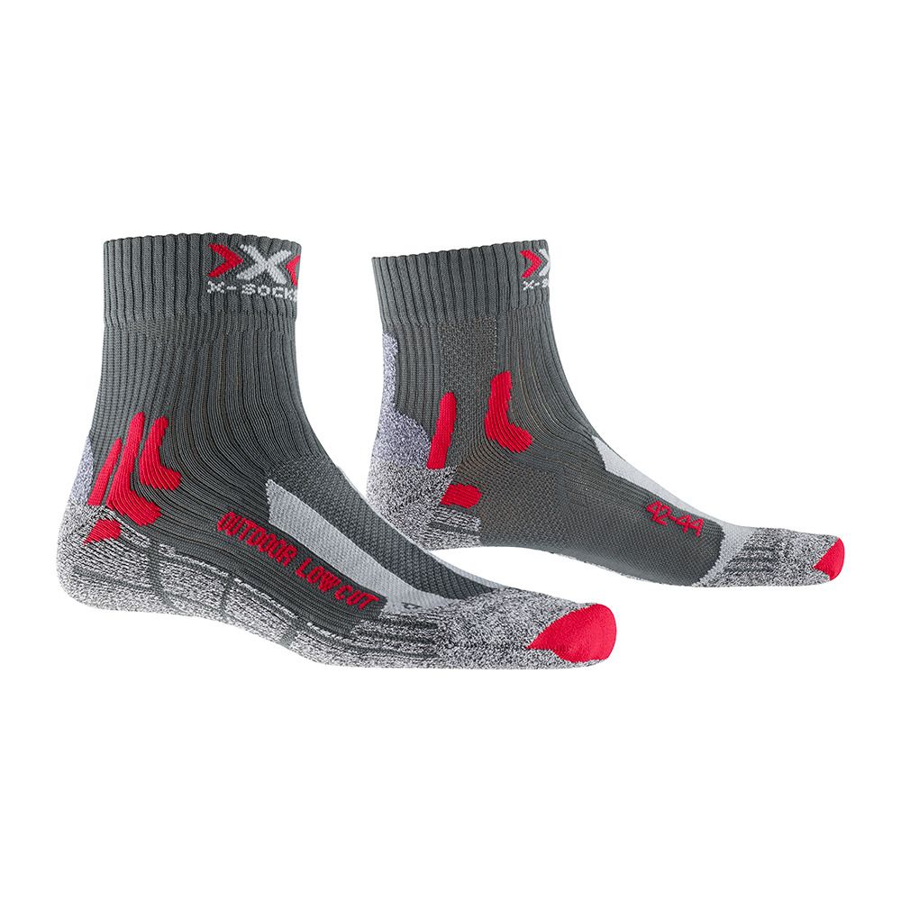 X-Socks TREK OUTDOOR LOW CUT - Chaussettes anthracite/rouge
