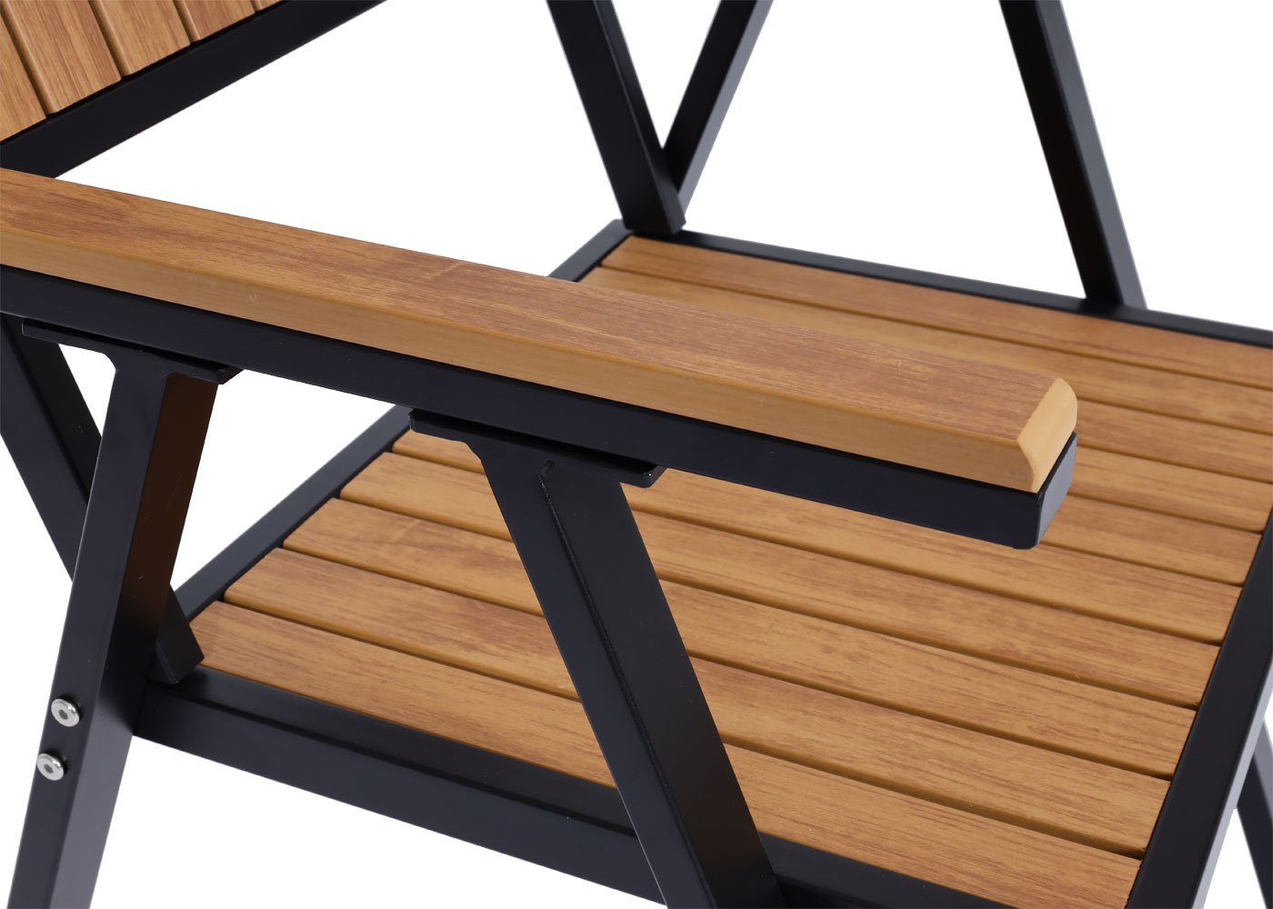 2er-Set Gartenstuhl MCW-J95, Balkonstuhl Stuhl, Outdoor-Beschichtung, Aluminium Holzoptik ~ Gestell schwarz, teak