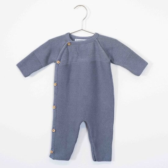Petits chats Combinaison en tricot   Bleu Orage        de               La Manufacture de Layette