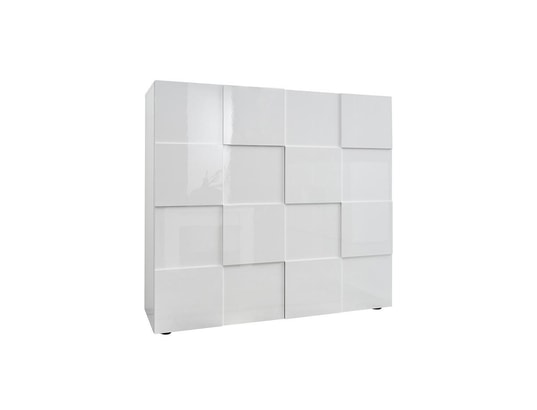 VENTE-UNIQUE - Bahut Buffet haut calisto - 2 portes - blanc laqué