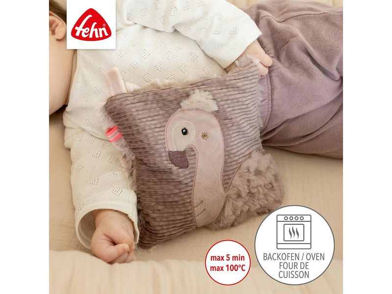fehn Kirschkernkissen Flamingo Rose Kuschelkissen mit entnehmbarem Wärme-/ Kältesäckchen für Babys und Kleinkinder